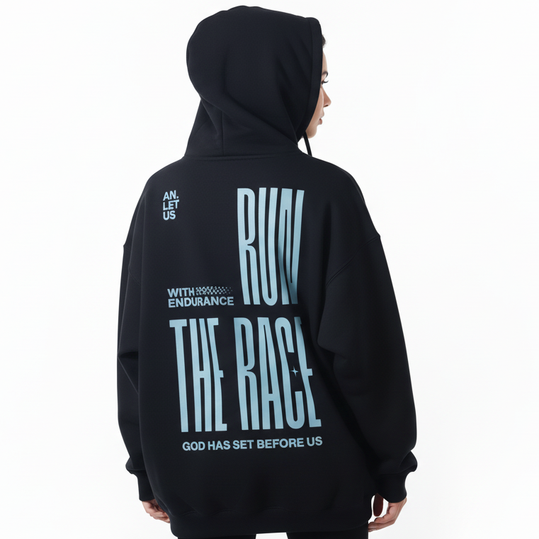 Hebrews 12:1 “Run With Endurance” Oversized Fleece Hoodie