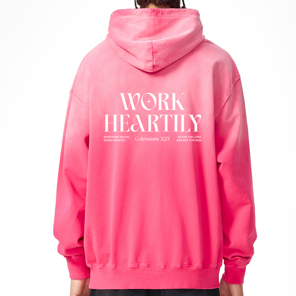 Colossians 3:23 “Work Heartily” Sunfade Oversized Scripture Hoodie