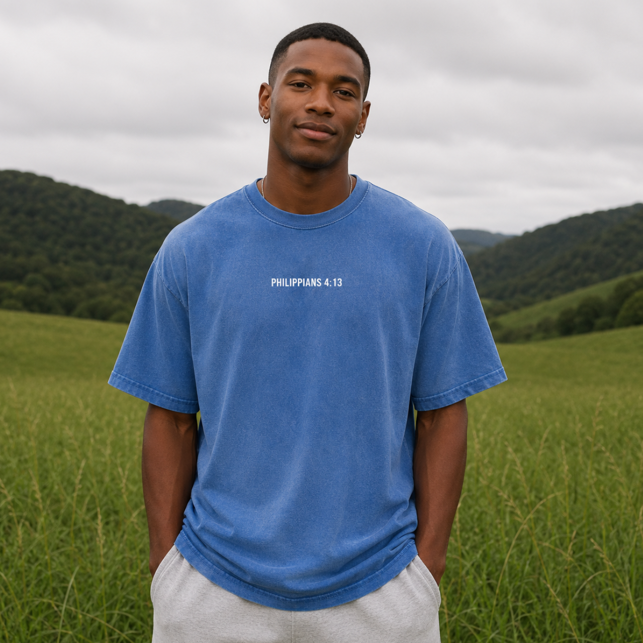 Philippians 4:13 "Strength” Vintage Washed Oversized Cotton T-Shirt