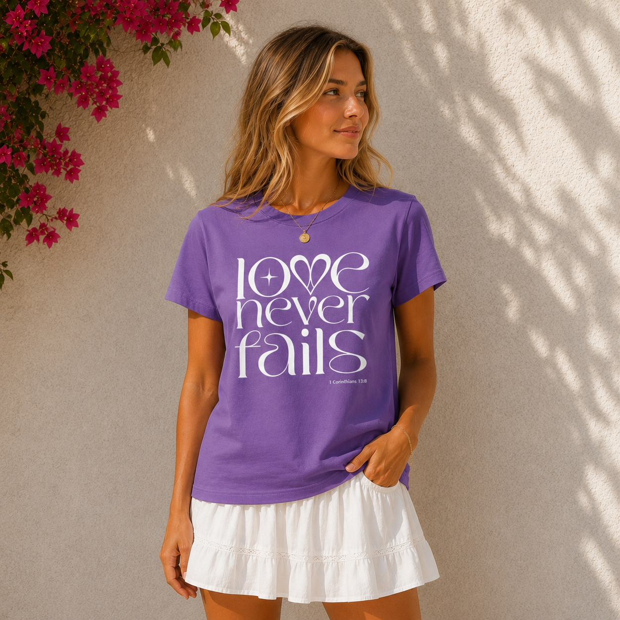 1 Corinthians 13:8 “Love Never Fails” Vintage-Wash Slim Fit T-Shirt