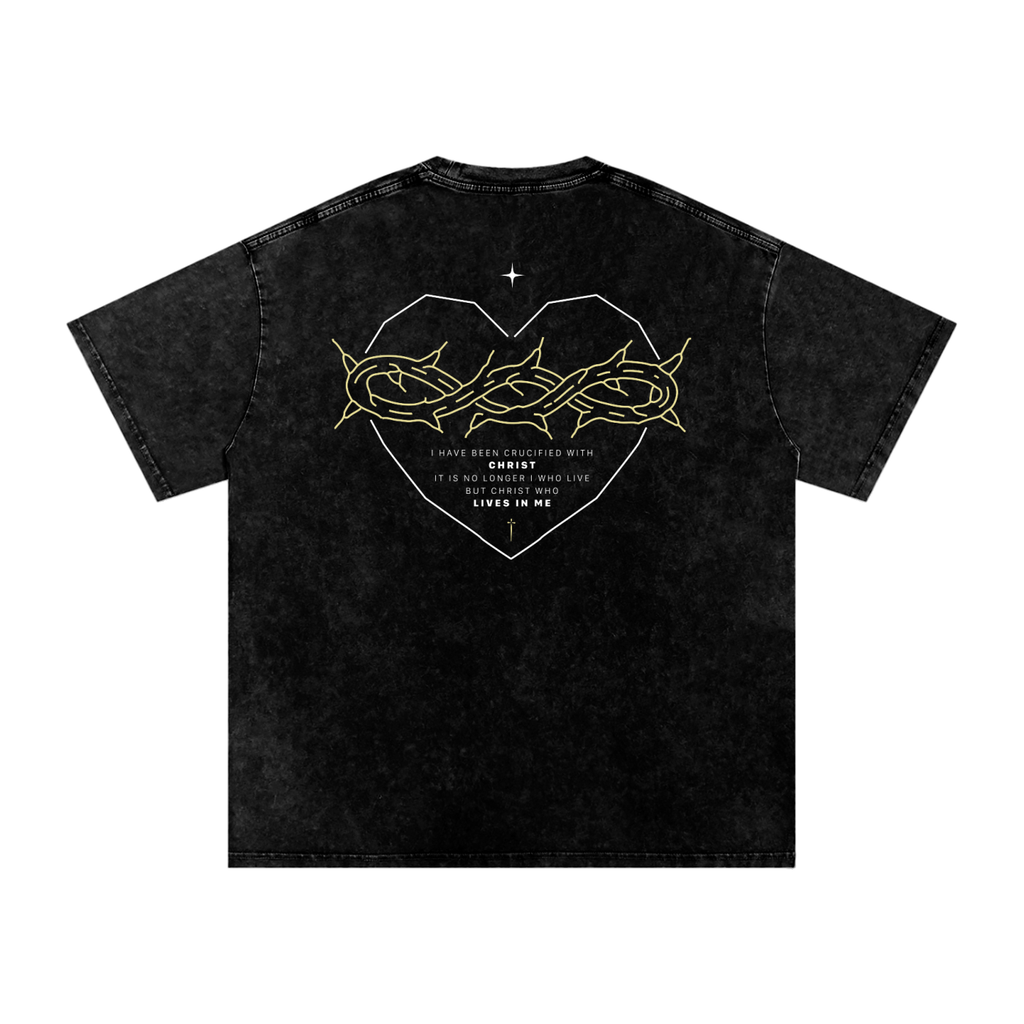 Galatians 2:20 “Crucified With Christ” Vintage Washed Oversized Cotton T-Shirt