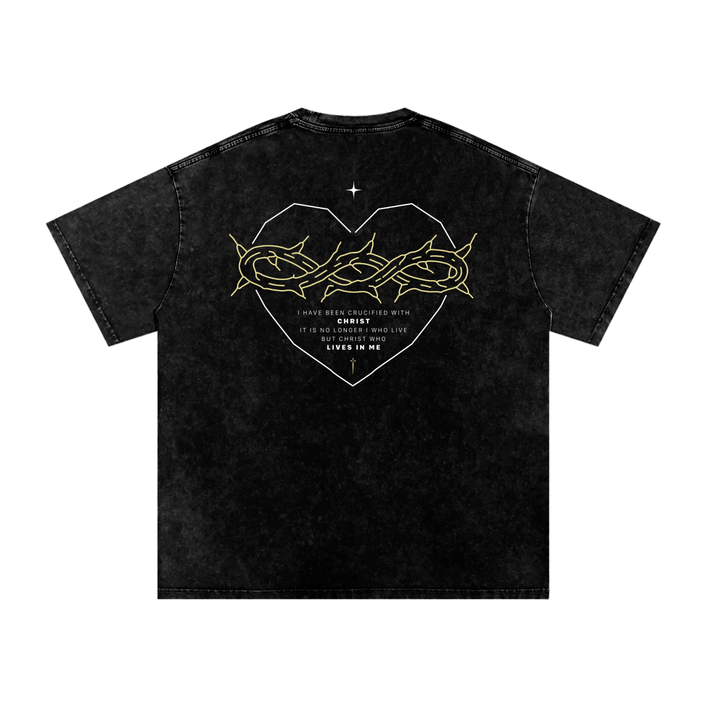 Galatians 2:20 “Crucified With Christ” Vintage Washed Oversized Cotton T-Shirt