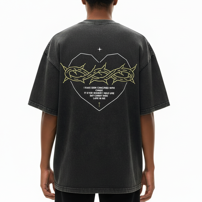 Galatians 2:20 “Crucified With Christ” Snow-Washed Oversized Cotton T-Shirt