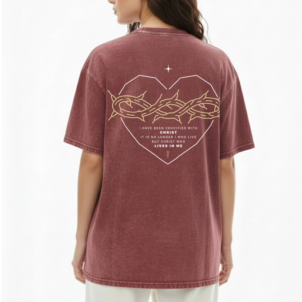 Galatians 2:20 Snow Washed Oversized Cotton T-Shirt