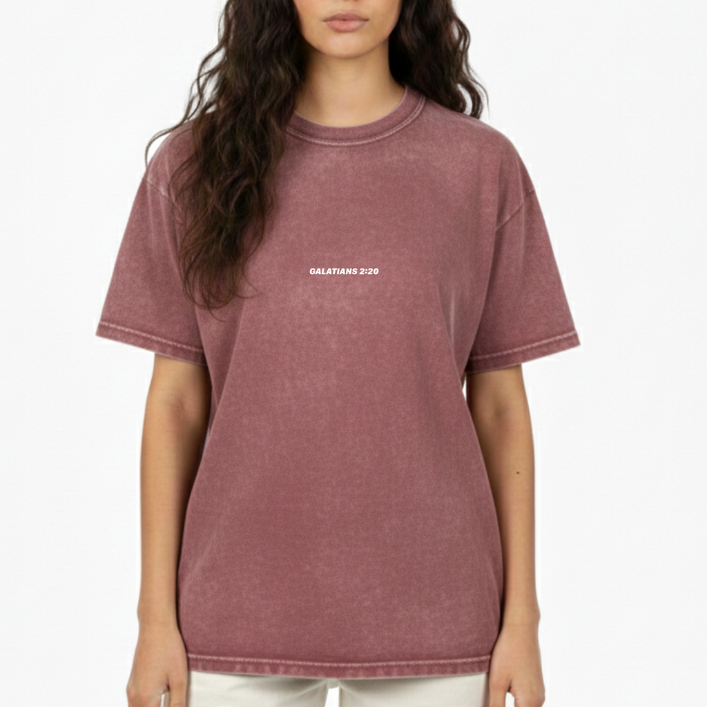 Galatians 2:20 Snow Washed Oversized Cotton T-Shirt