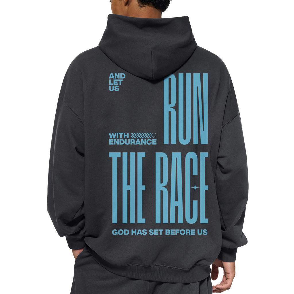 Hebrews 12:1 “Run With Endurance” Oversized Fleece Hoodie