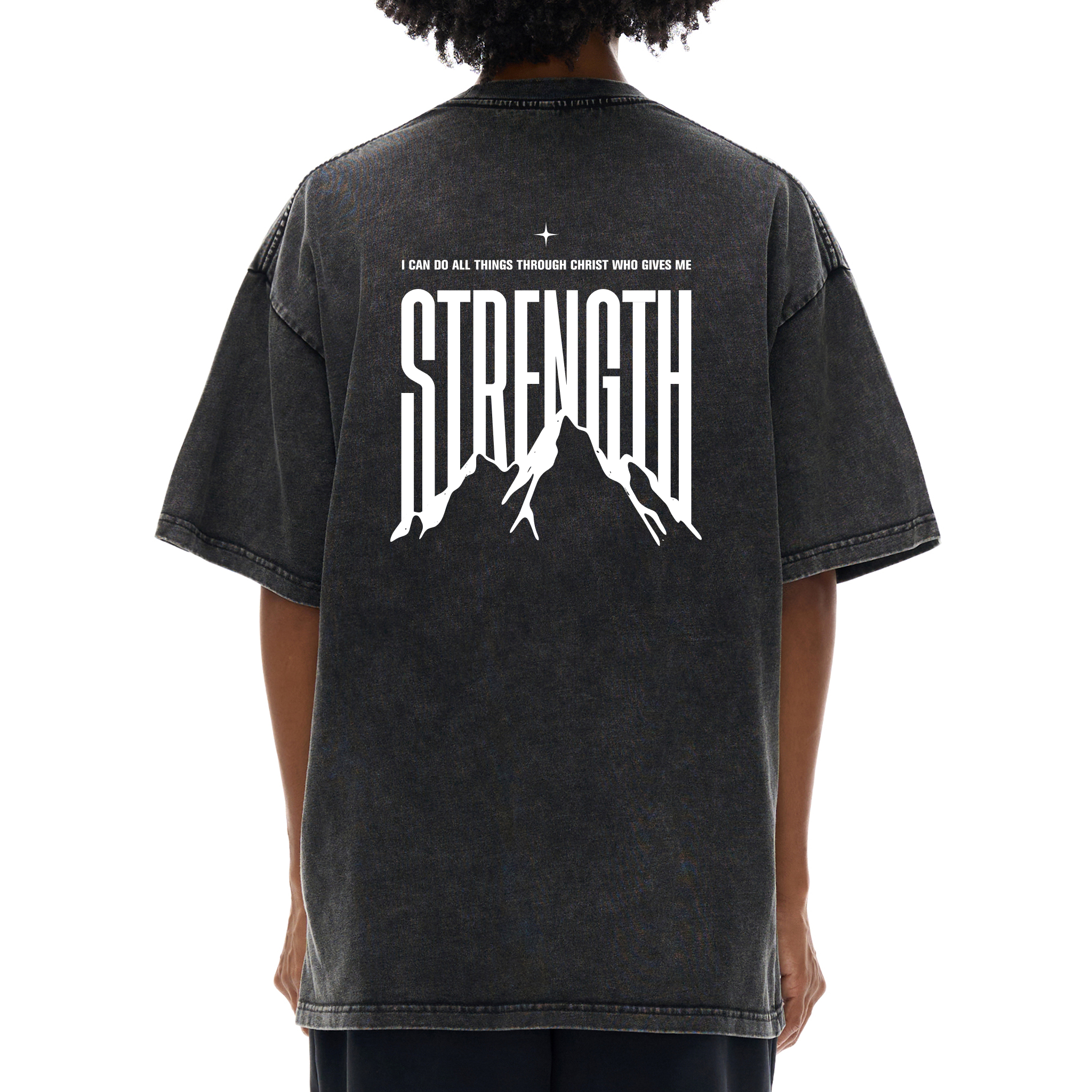 Philippians 4:13 “I Can Do All Things Through Christ Who Gives Me Strength” Snow Washed Oversized Cotton T-Shirt