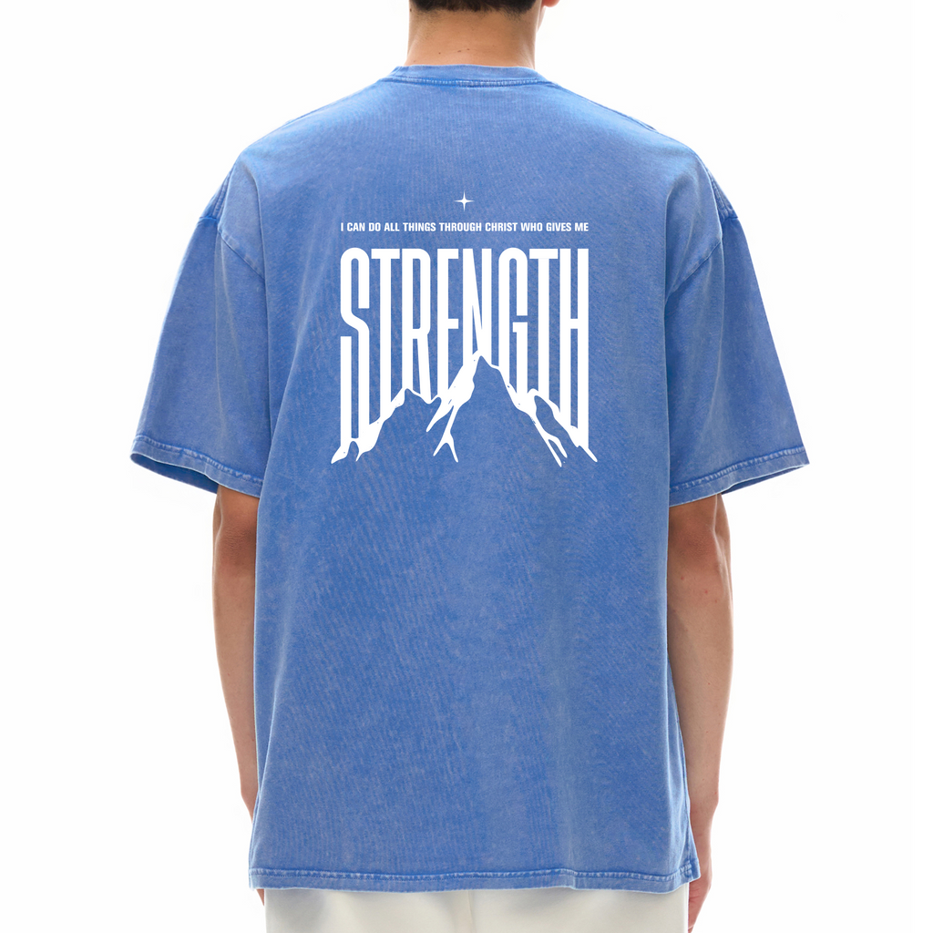 Philippians 4:13 “I Can Do All Things Through Christ Who Gives Me Strength” Snow Washed Oversized Cotton T-Shirt