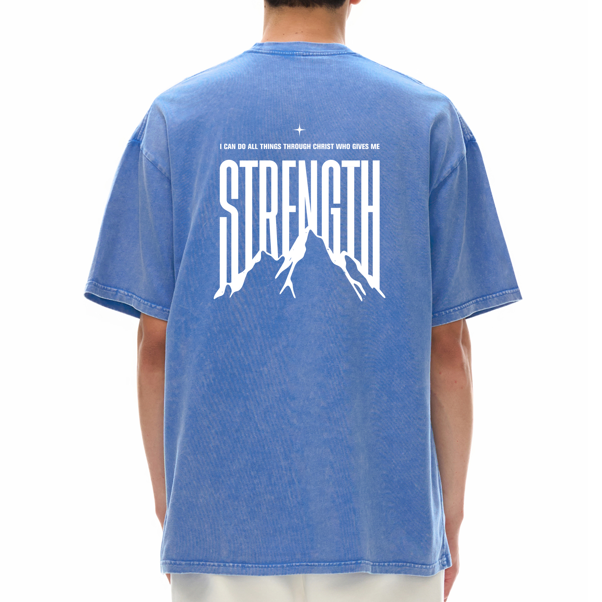 Philippians 4:13 “I Can Do All Things Through Christ Who Gives Me Strength” Snow Washed Oversized Cotton T-Shirt