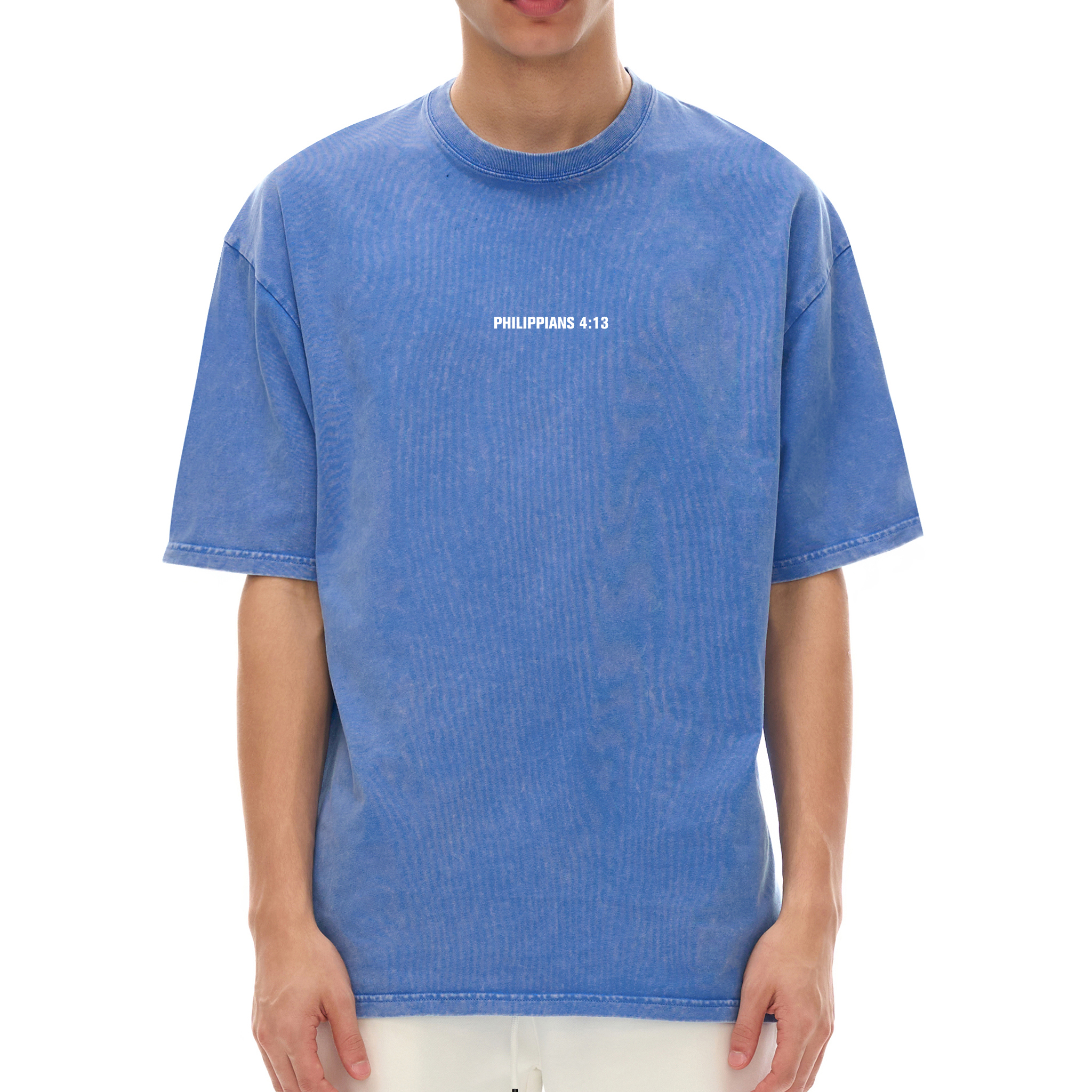 Philippians 4:13 “I Can Do All Things Through Christ Who Gives Me Strength” Snow Washed Oversized Cotton T-Shirt