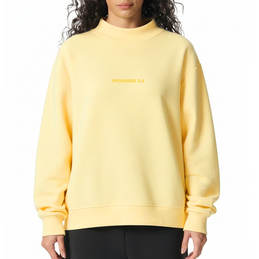 Proverbs 3:5 “Trust the Lord With All Your Heart” Oversized Fleece Mockneck Sweatshirt