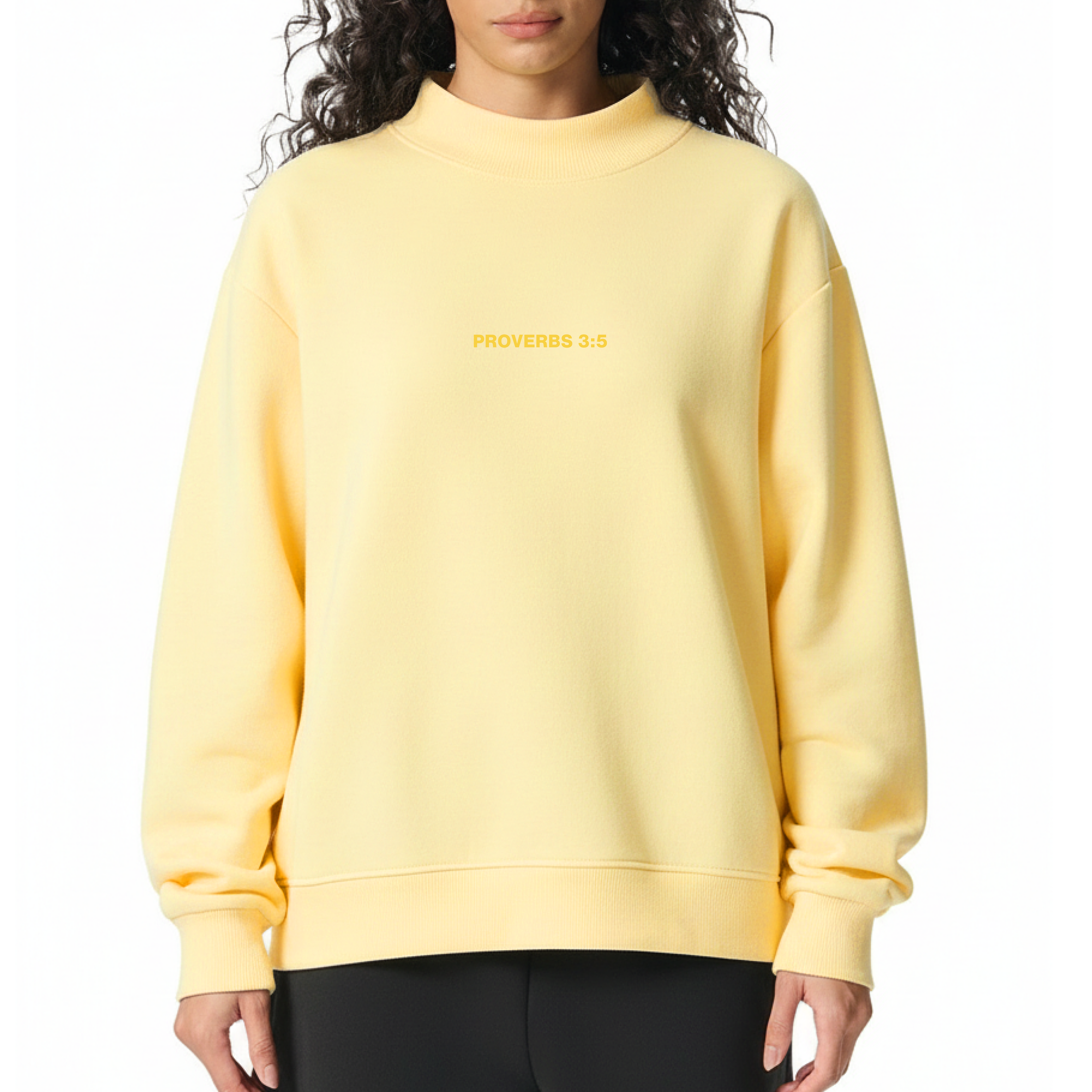 Proverbs 3:5 “Trust the Lord With All Your Heart” Oversized Fleece Mockneck Sweatshirt