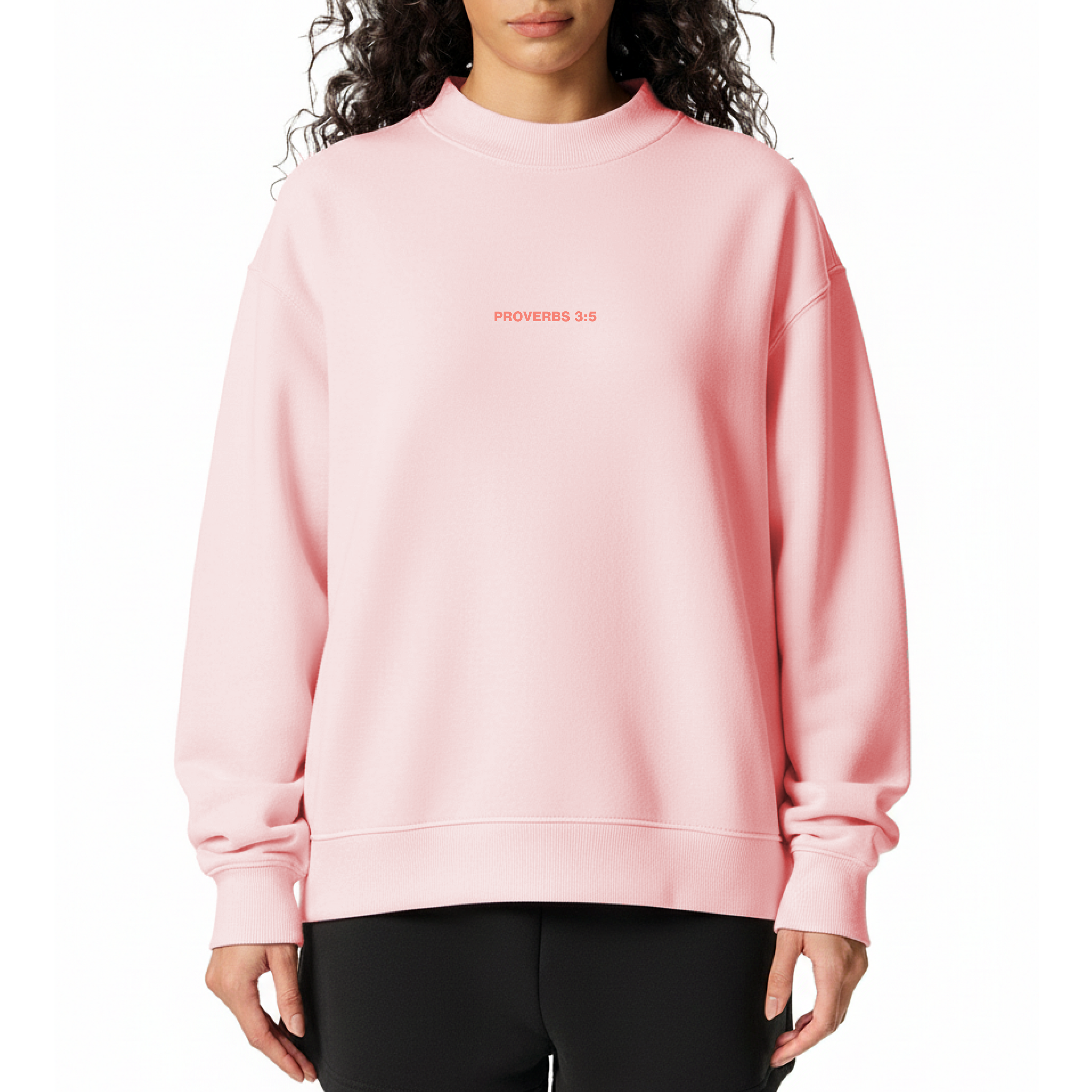 Proverbs 3:5 “Trust the Lord With All Your Heart” Oversized Fleece Mockneck Sweatshirt