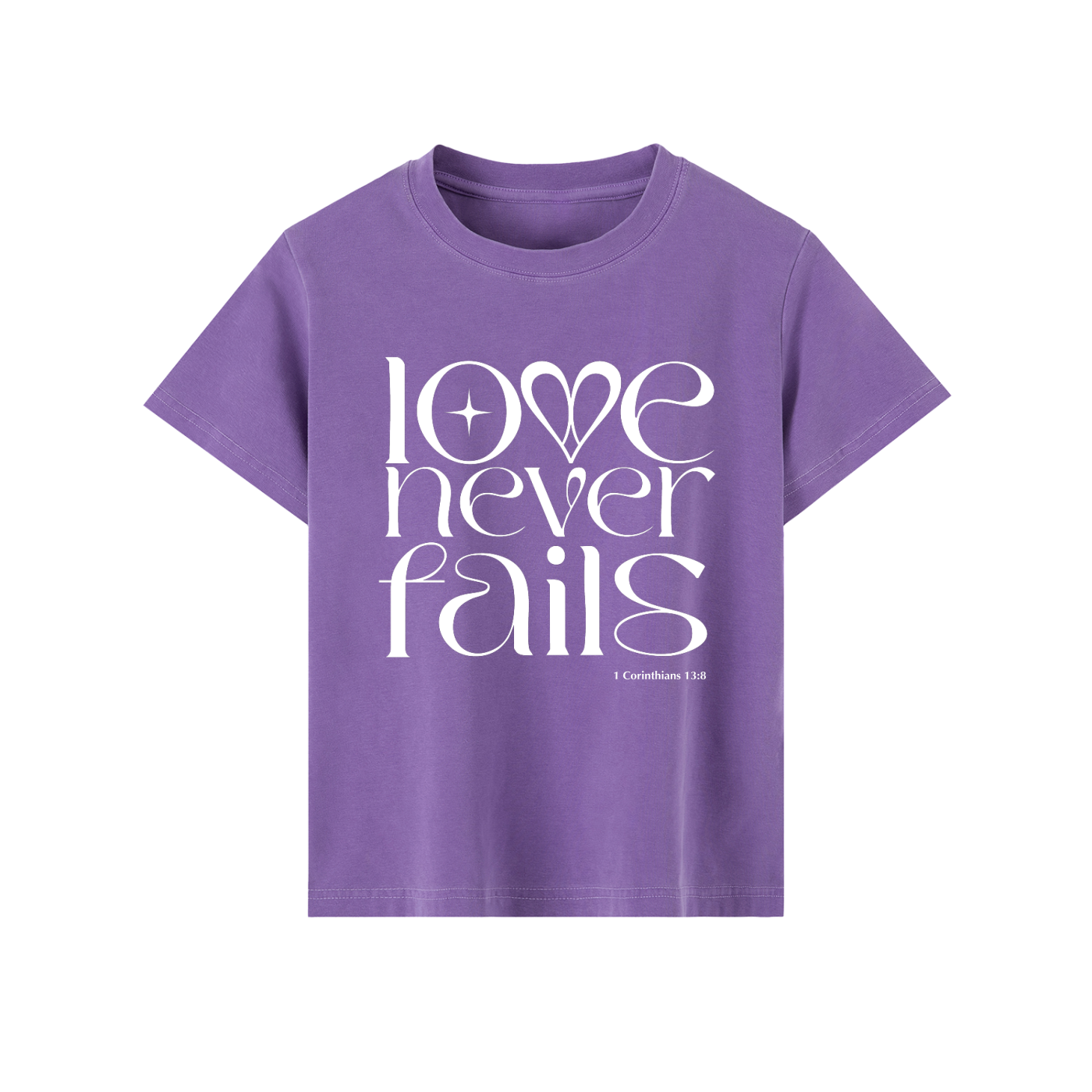 1 Corinthians 13:8 “Love Never Fails” Vintage-Wash Slim Fit T-Shirt