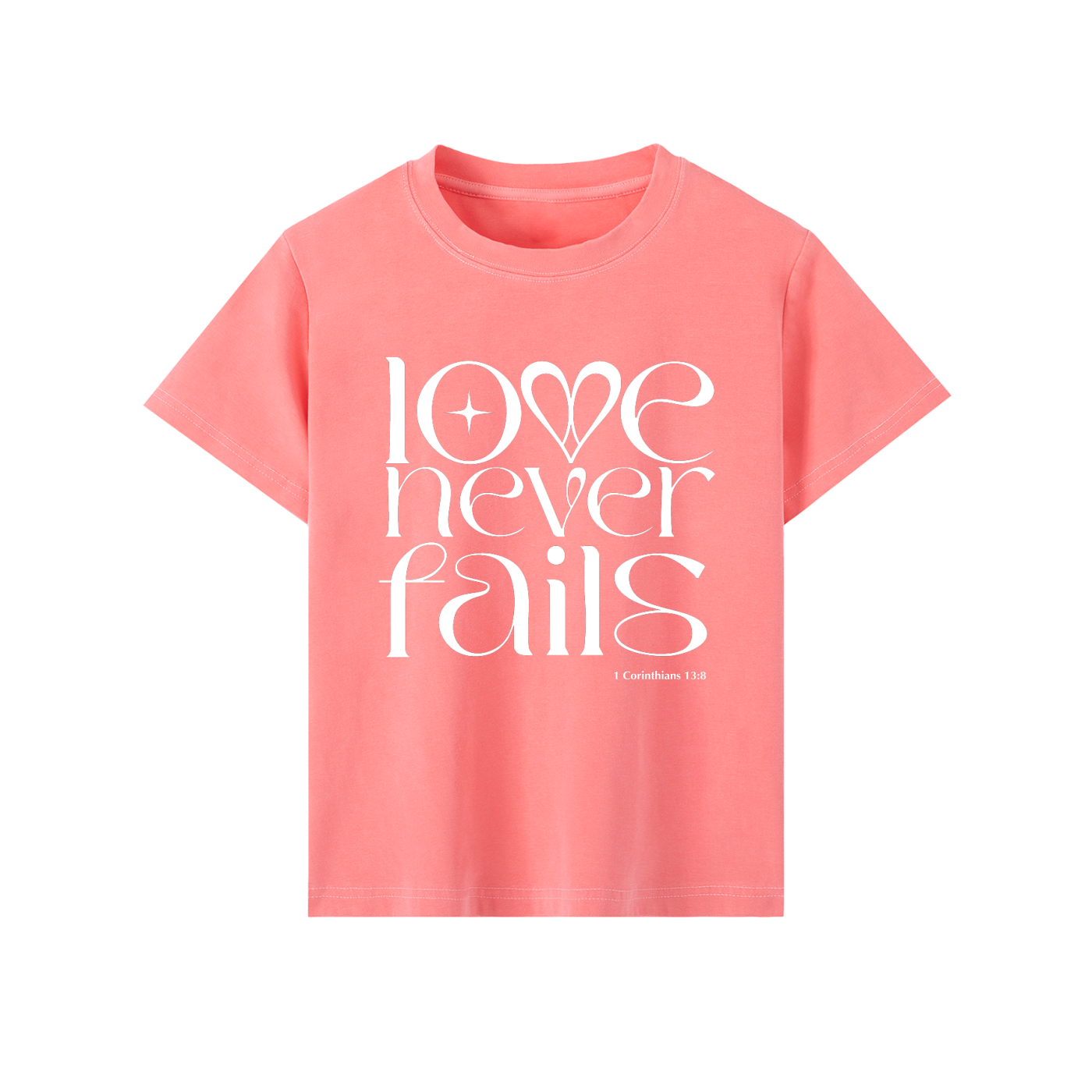 1 Corinthians 13:8 “Love Never Fails” Vintage-Wash Slim Fit T-Shirt