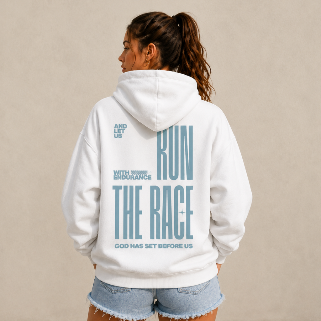 Hebrews 12:1 “Run With Endurance” Oversized Fleece Hoodie