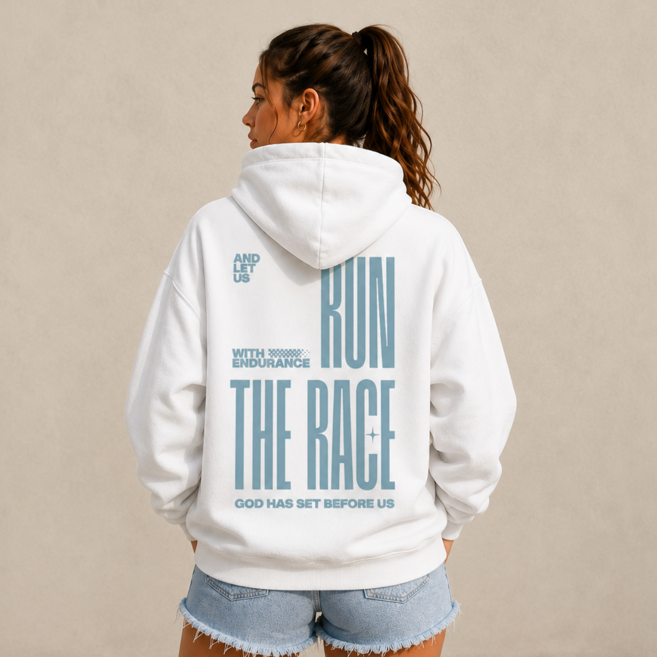 Hebrews 12:1 “Run With Endurance” Oversized Fleece Hoodie