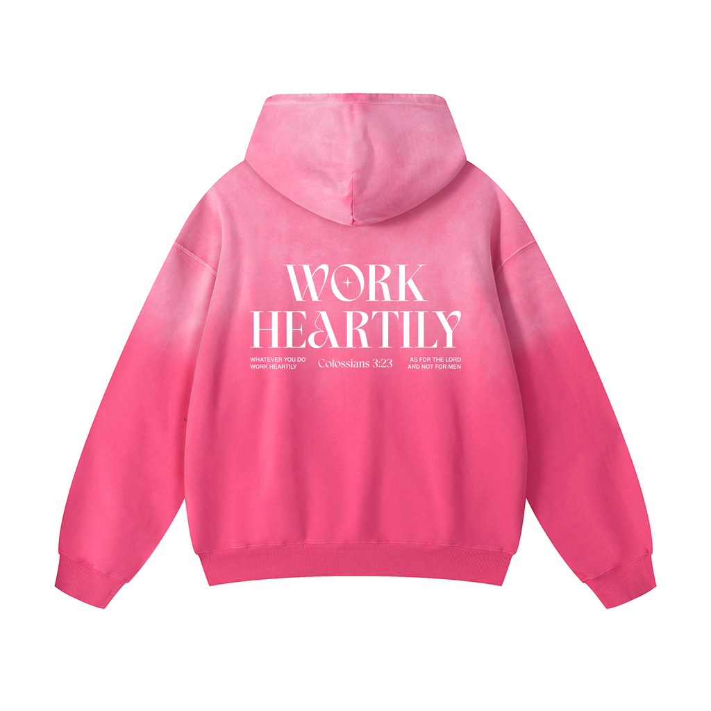 Colossians 3:23 “Work Heartily” Sunfade Oversized Scripture Hoodie