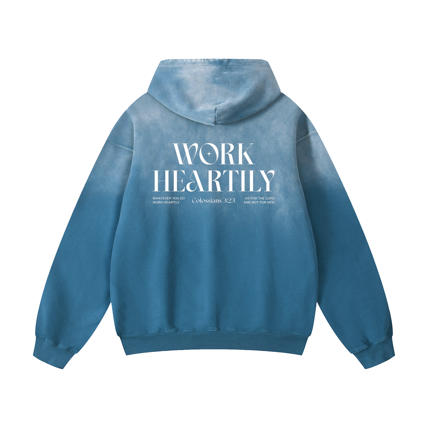 Colossians 3:23 “Work Heartily” Sun-fade Oversized Cotton Hoodie