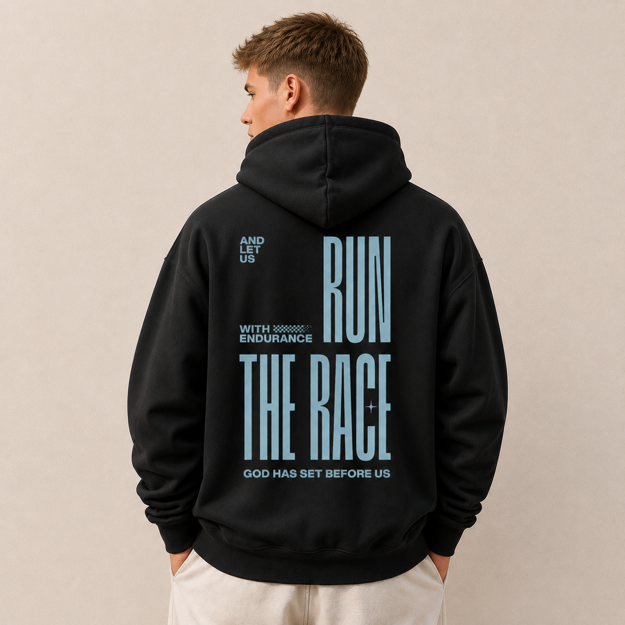 Hebrews 12:1 “Run With Endurance” Oversized Fleece Hoodie
