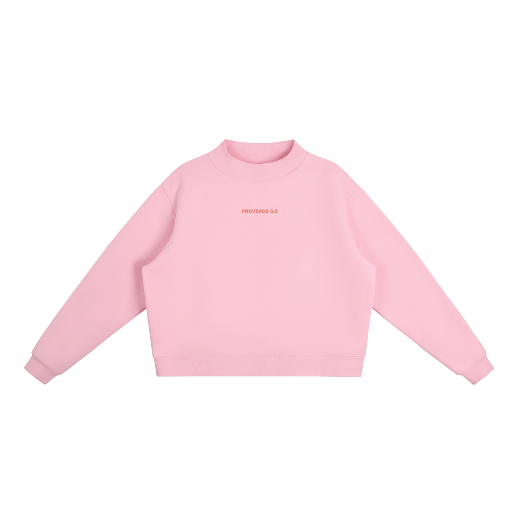 Proverbs 3:5 “Trust the Lord With All Your Heart” Oversized Fleece Mockneck Sweatshirt