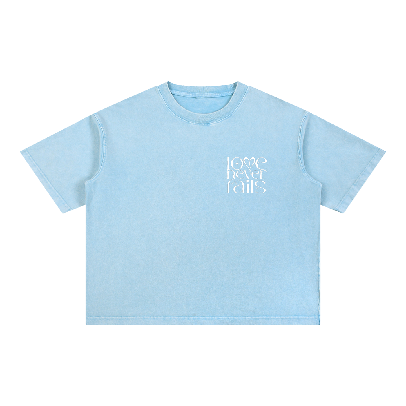 1 Corinthians 13:8 “Love Never Fails” Mineral-Wash Boxy Cotton T-Shirt