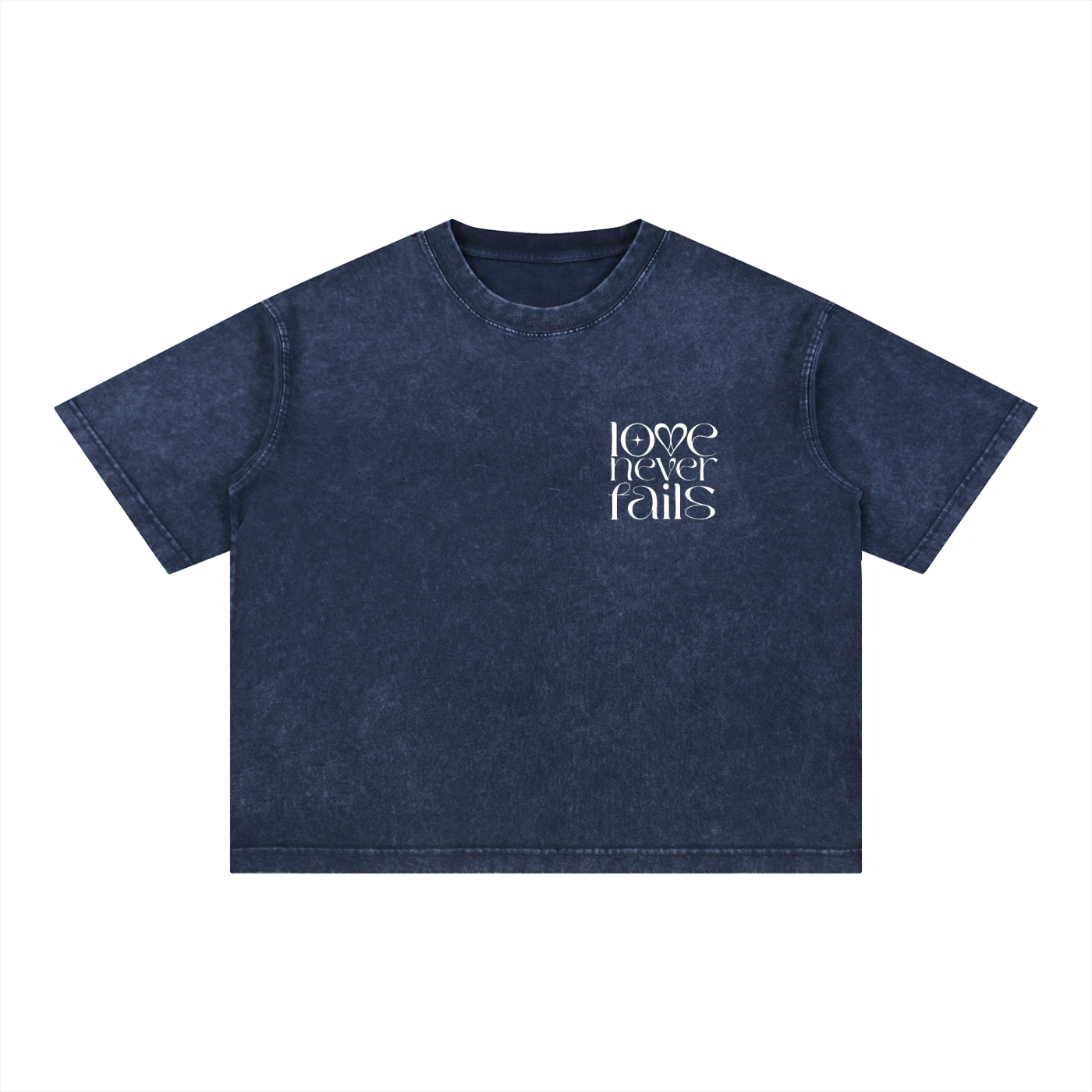 1 Corinthians 13:8 “Love Never Fails” Mineral-Wash Boxy Cotton T-Shirt