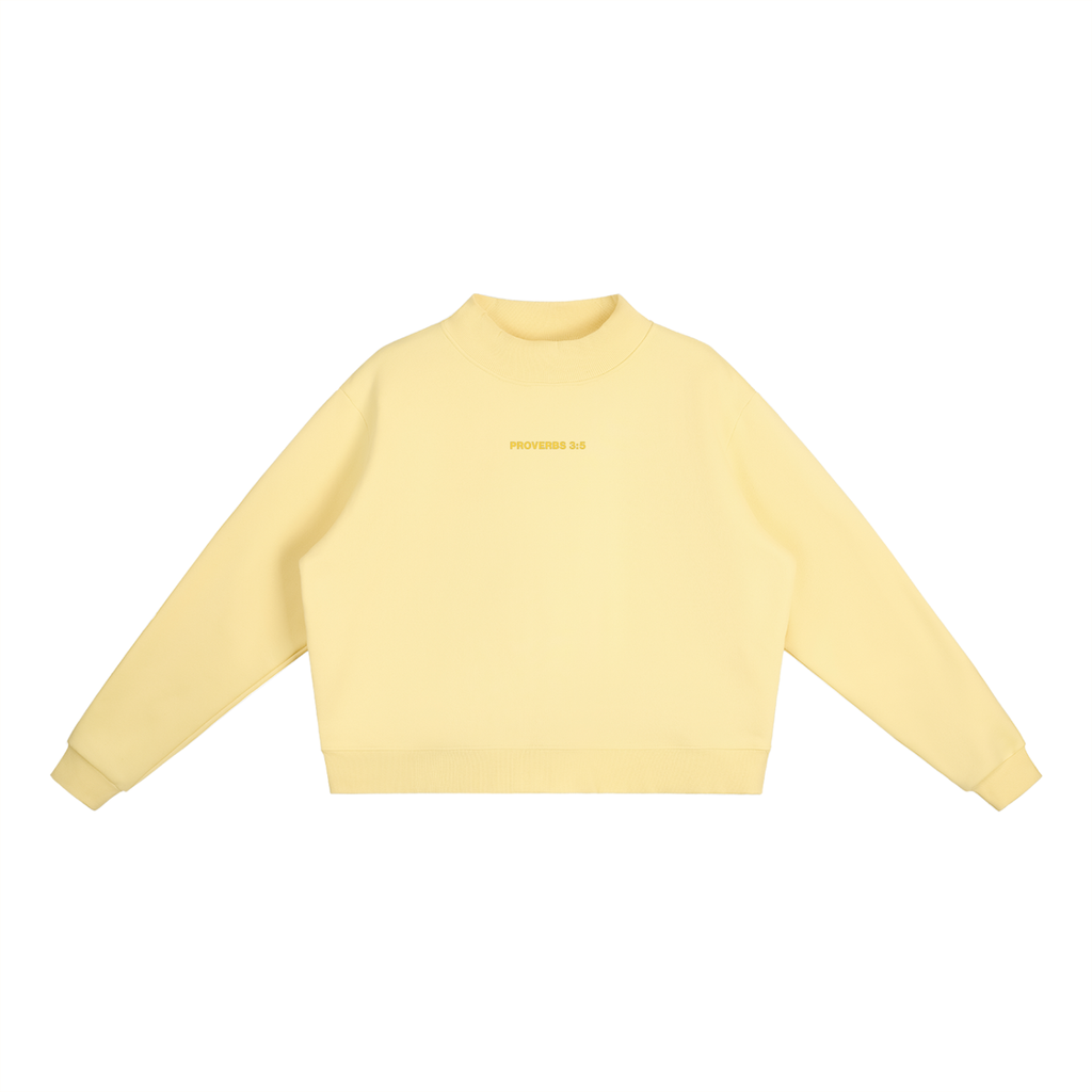 Proverbs 3:5 “Trust the Lord With All Your Heart” Oversized Fleece Mockneck Sweatshirt