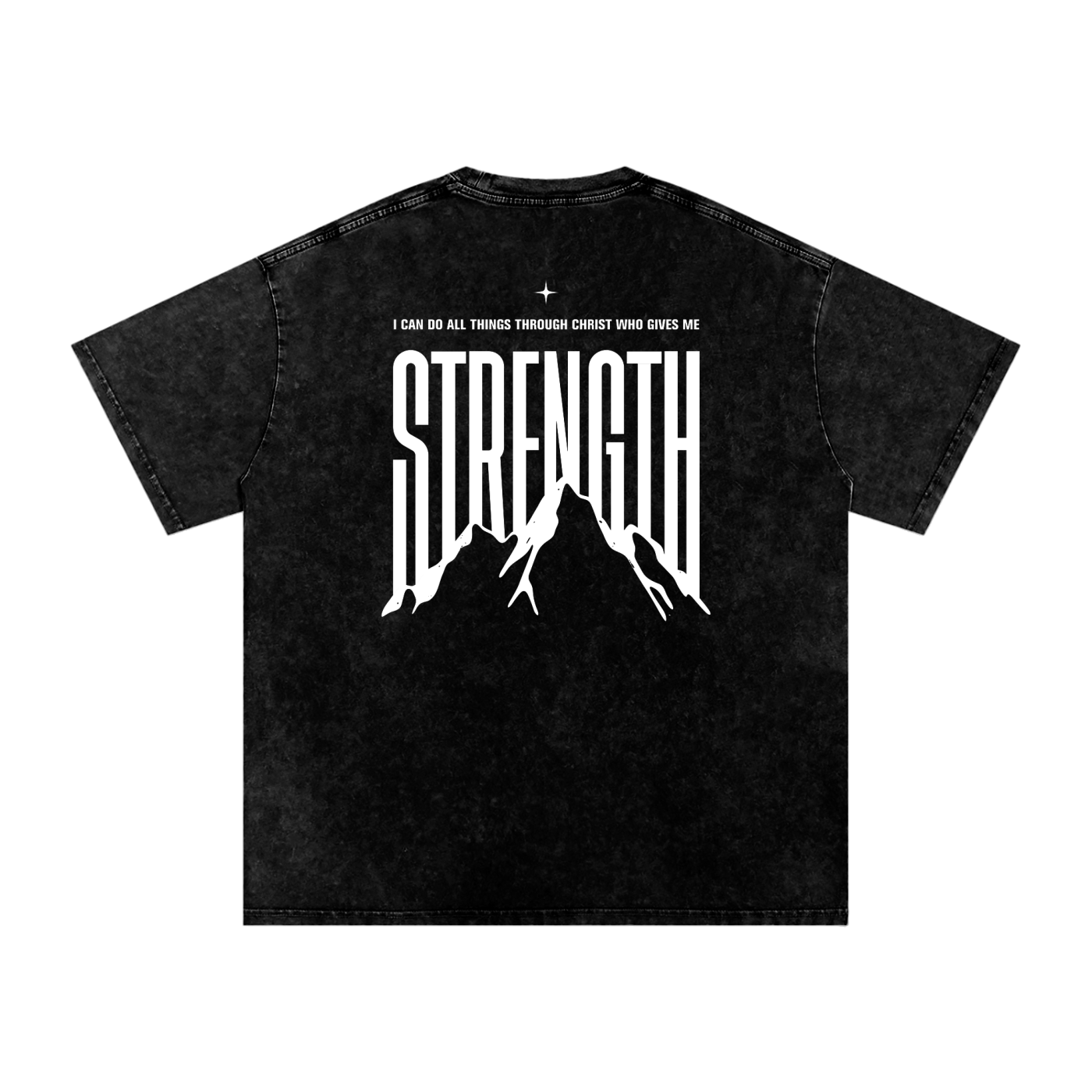 Philippians 4:13 “I Can Do All Things Through Christ Who Gives Me Strength” Snow Washed Oversized Cotton T-Shirt