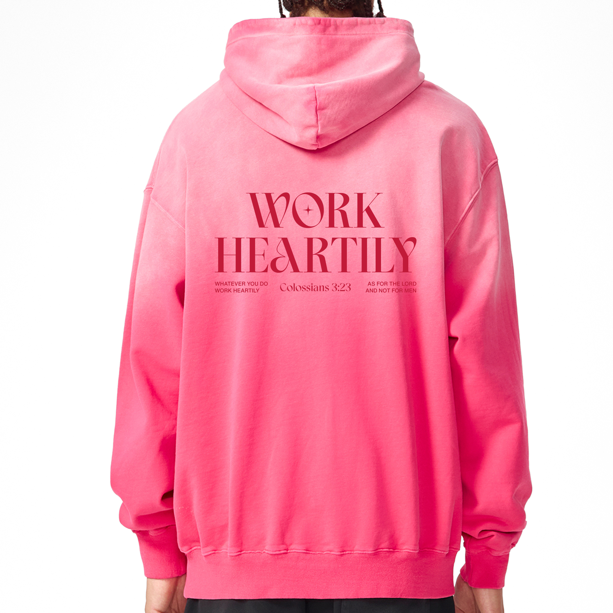 Colossians 3:23 “Work Heartily” Sun-fade Oversized Cotton Hoodie