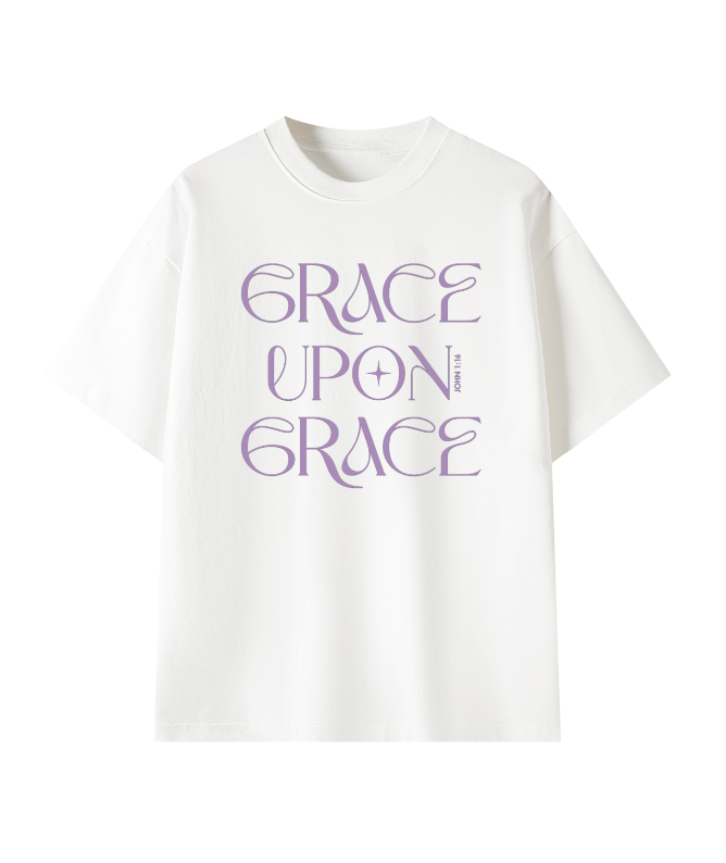 John 1:16 “Grace Upon Grace” Oversized Cotton T-Shirt -  Soft Lilac
