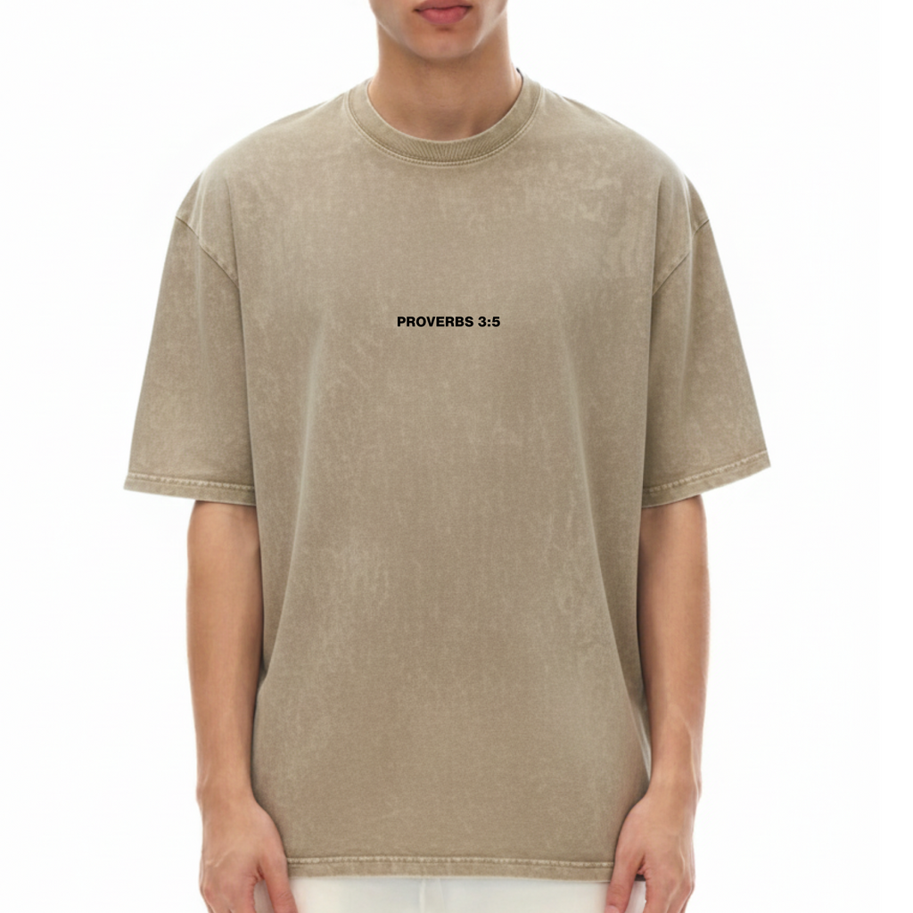 Proverbs 3:5 Snow Washed Oversized Cotton T-Shirt